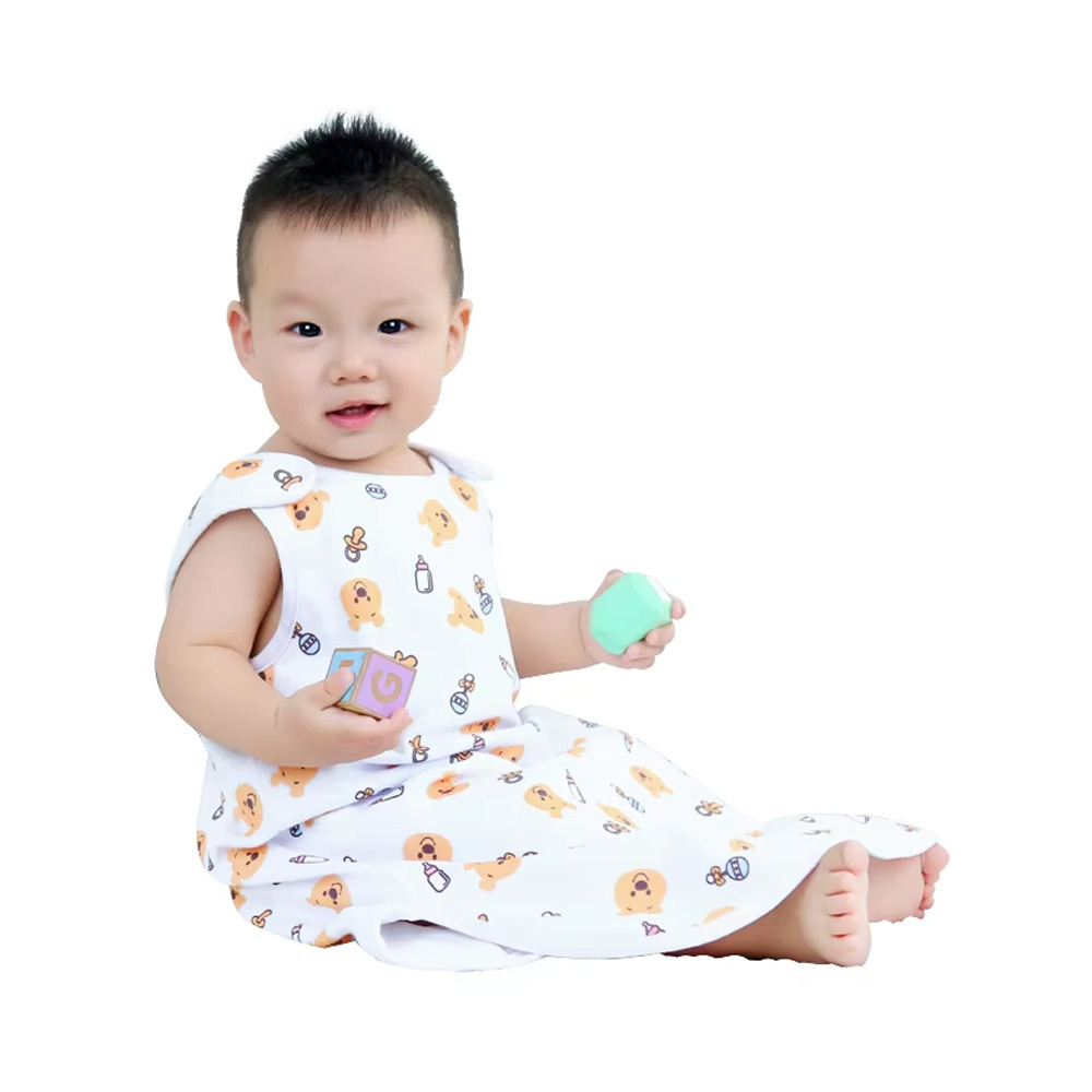 High 100% Cotton Baby Sleep Bag Comfortable Wearable Blanket Zipper Printed Animal Newborns Toddlers Summer Plus Size Baby Sack