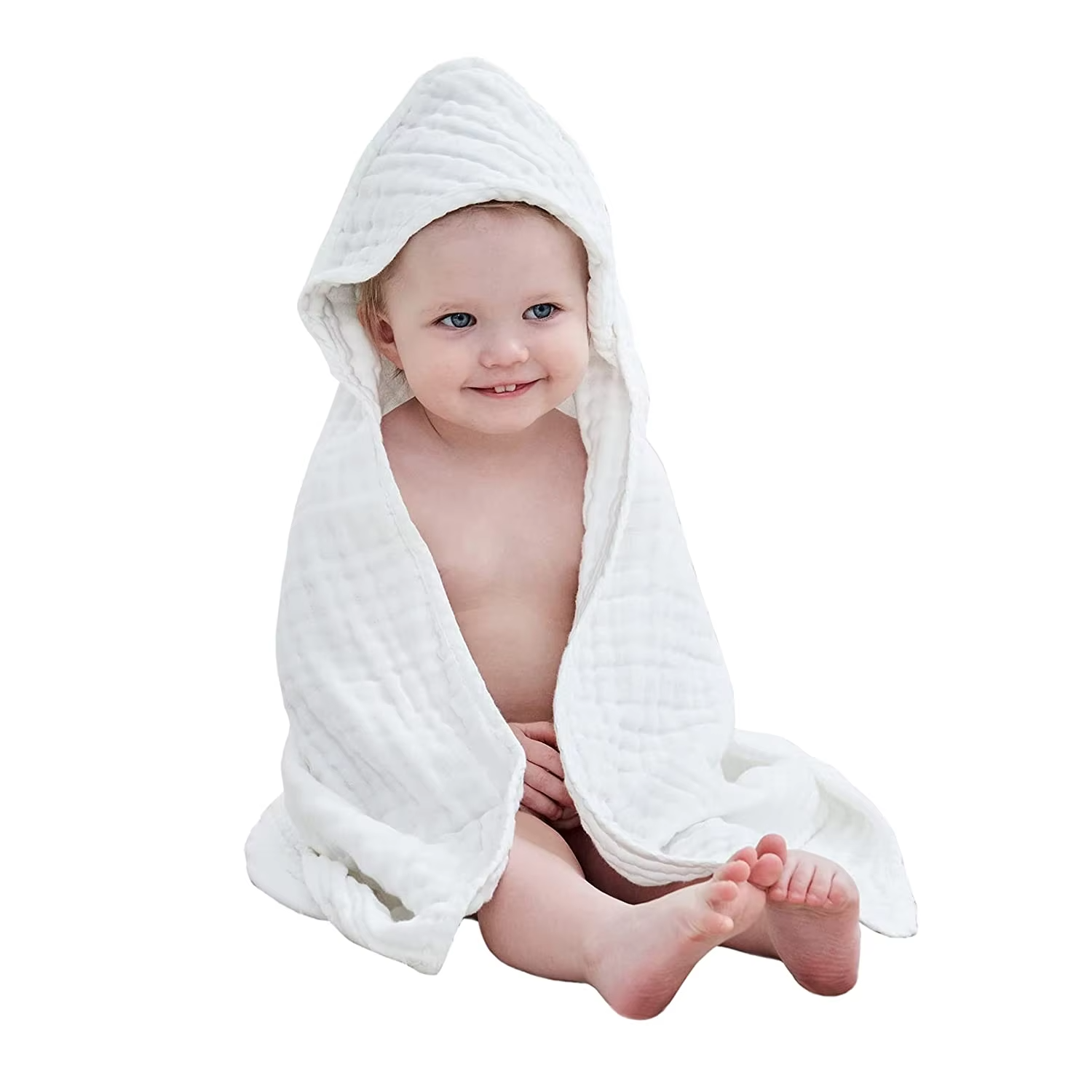 Baby Bath Towel 100% Muslin Cotton Hooded Baby Towels Soft and Absorbent