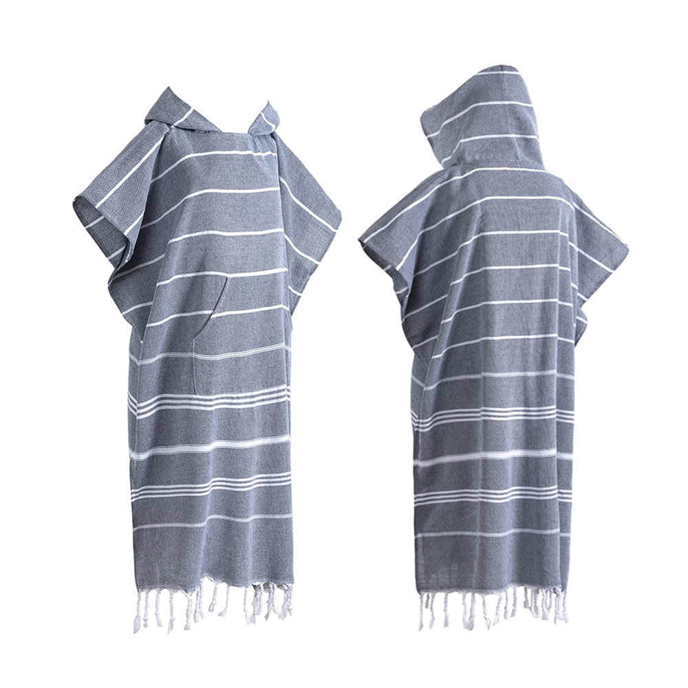 100% cotton surf poncho with pockets Swimming smock wearable towel hooded beach towel adult Male Female beach towel