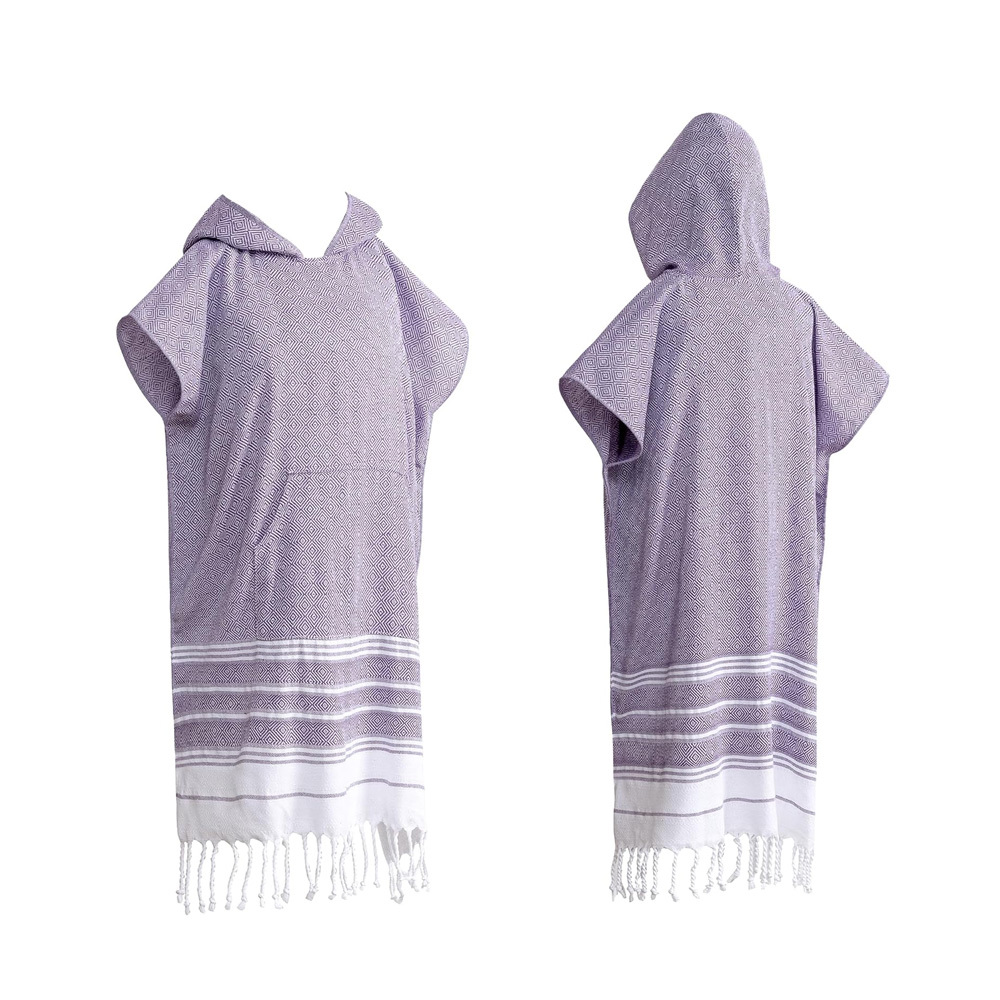 100% cotton surf poncho with pockets jacquard style Swimming smock wearable towel hooded beach towel adult Male Female beach towel