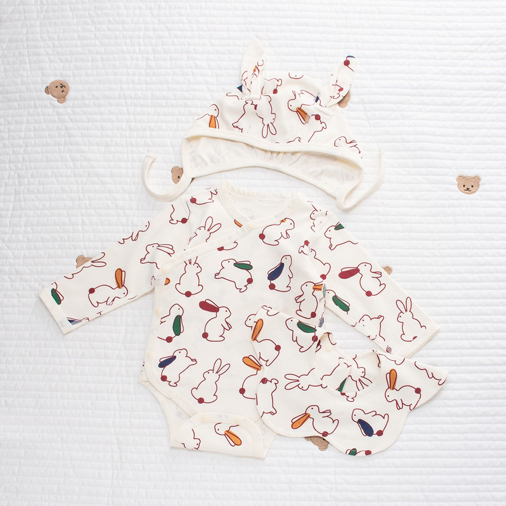 Cute 100% cotton Bunny long sleeve one piece set