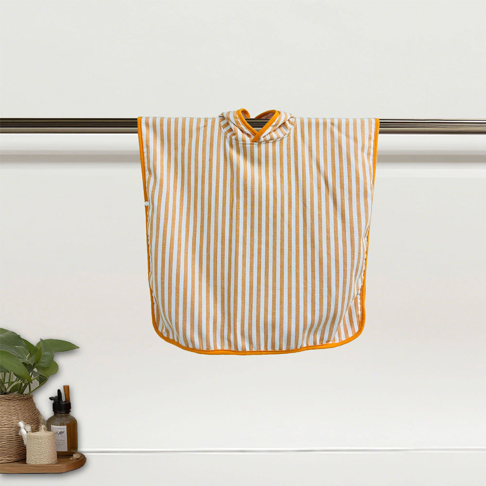 Cotton Hooded Bath Towel with Striped Design Kids Towel for Baby