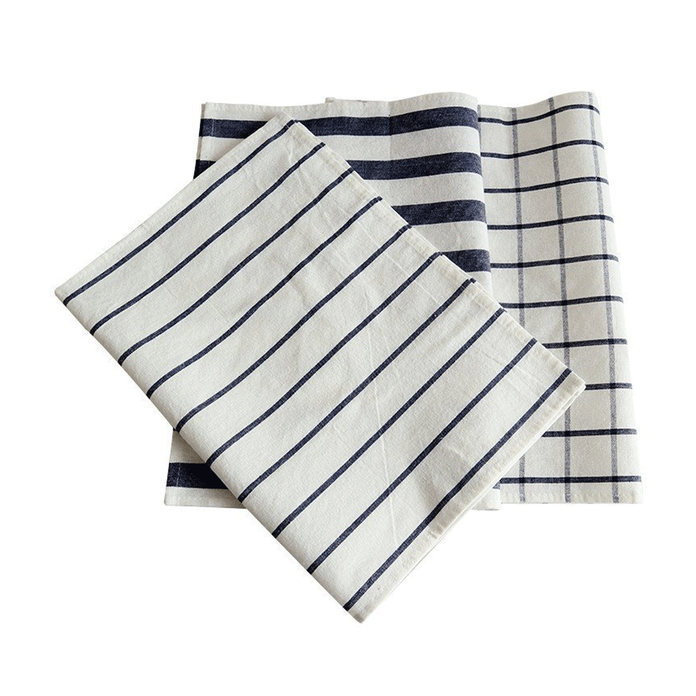 Kitchen Towels 100% Cotton : blue stripe tea towels(Blue & White, Striped)
