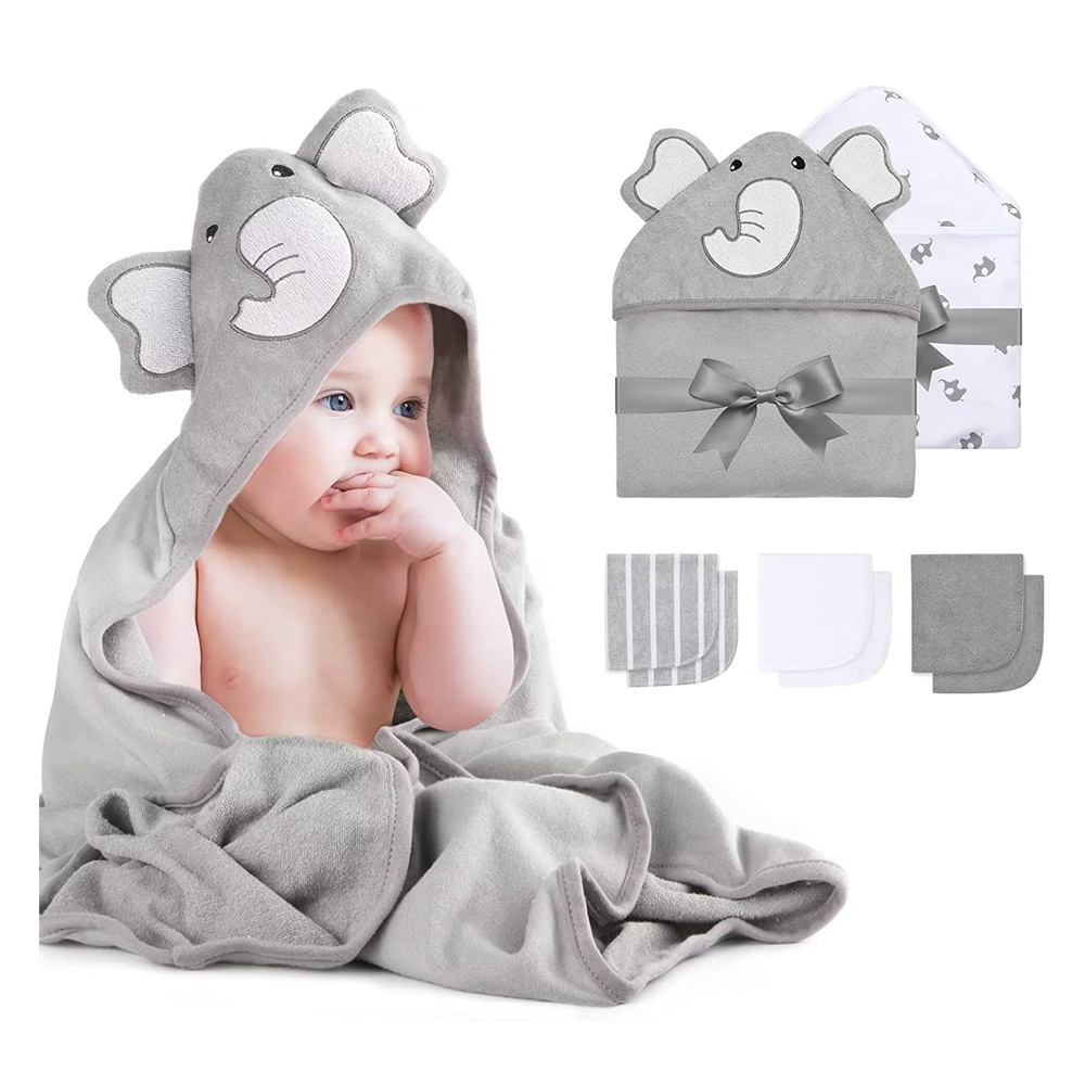 Baby Bath Hooded Towel for Boys or Girls, Baby Towel and Washcloth Set With Cute Design, Baby Shower Towel