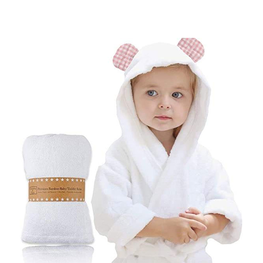 Advanced Baby Robe Baby Robe Organic Bamboo Hooded Bath Towel Thick and Soft , Baby Bathrobe