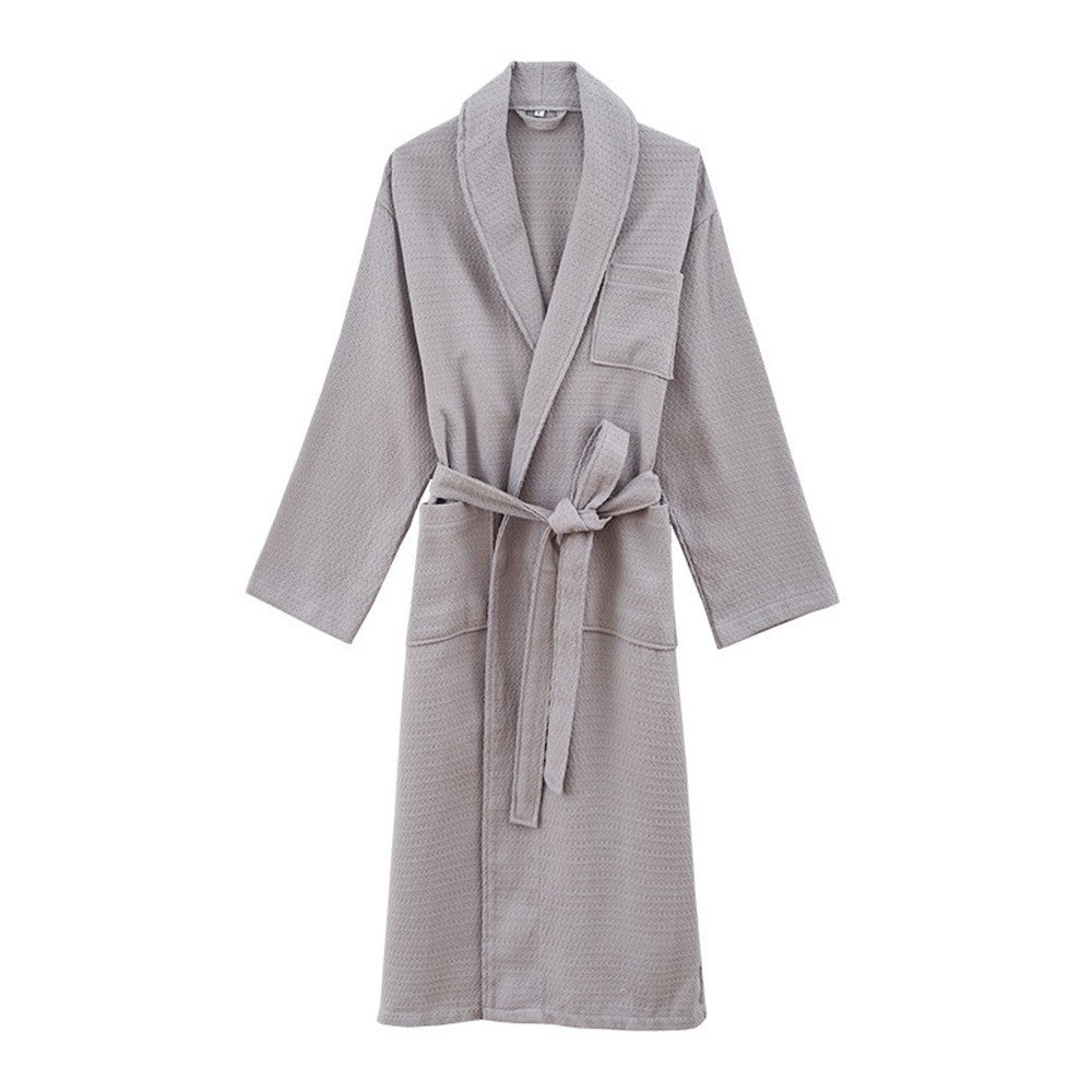 100% Cotton Waffle Bathrobe Soft Breathable Pajamas with Embroidery Hotel Wholesale Robe