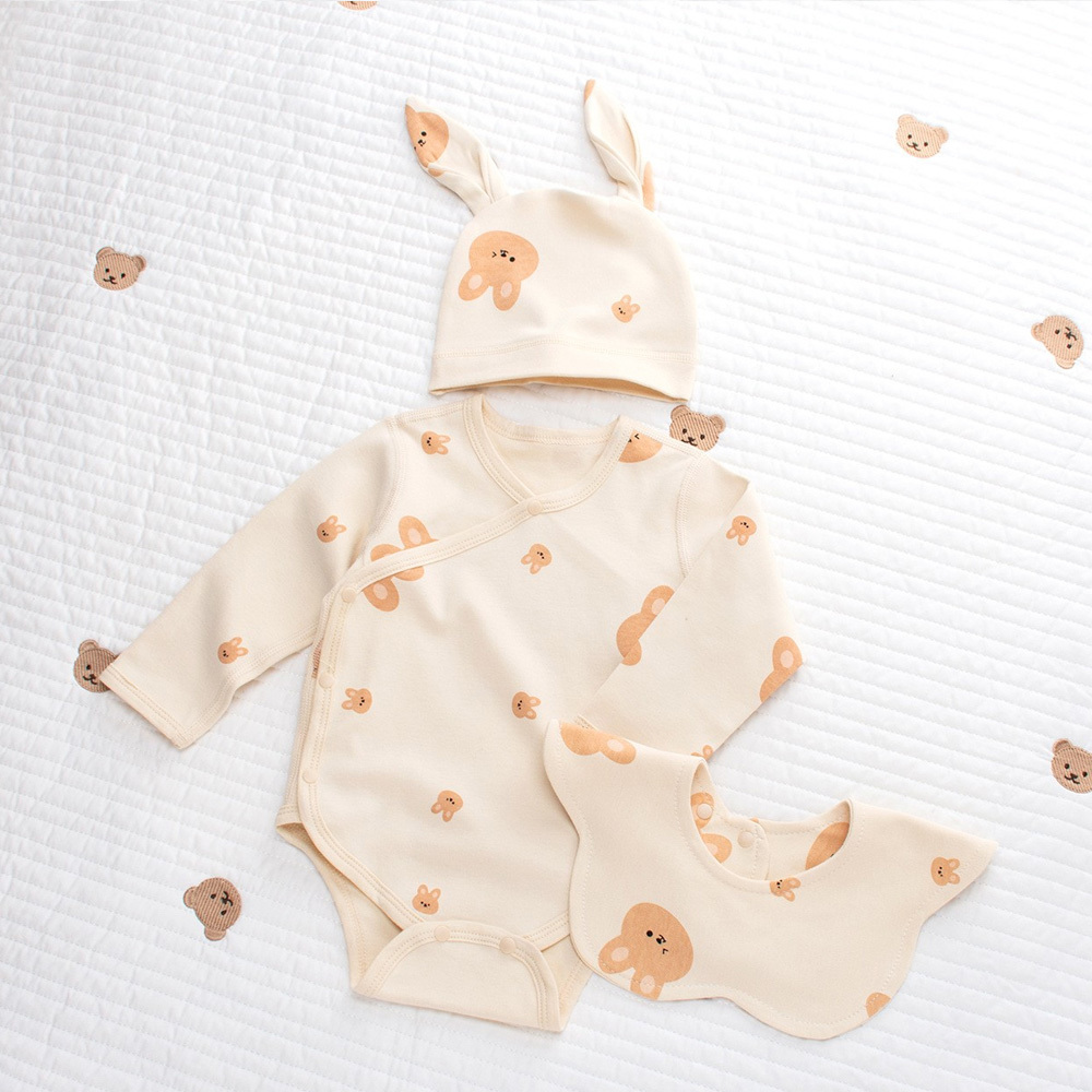 Yellow Bunny 100% cotton long sleeve one piece set