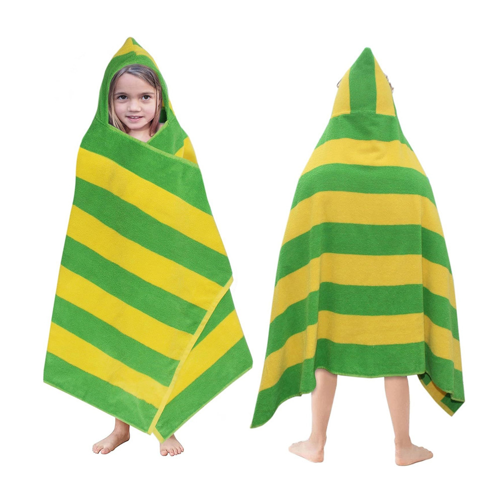 Children's bath towel poncho with hat Baby coral velvet absorbent quick-drying bath robe Holiday beach towel for men and women