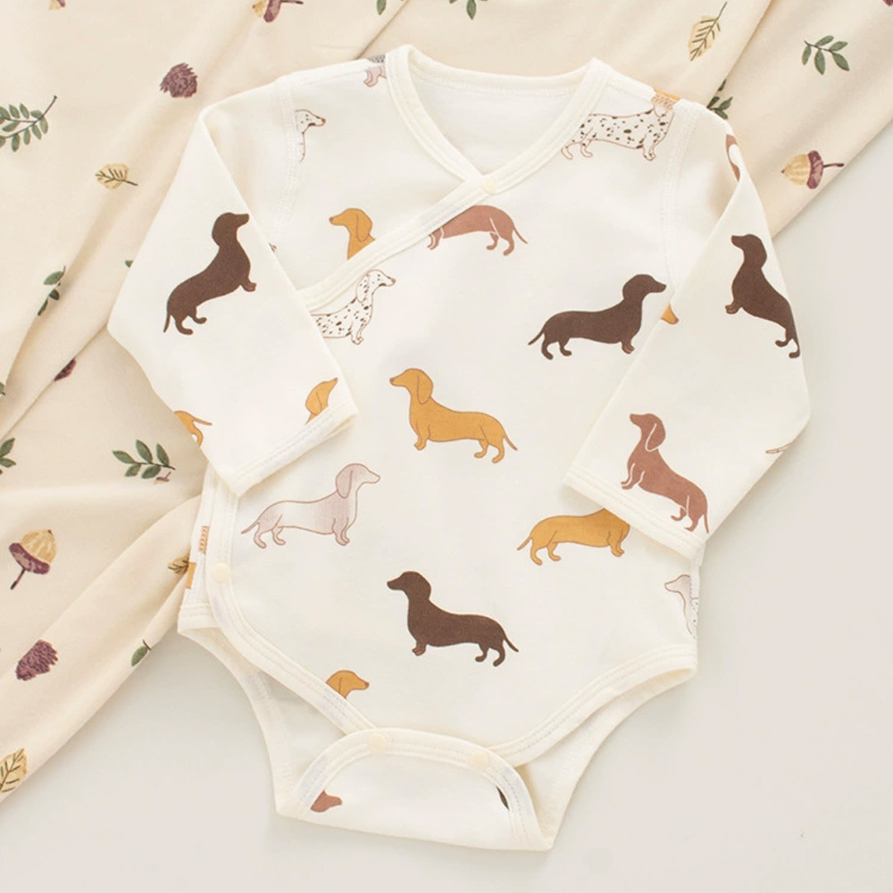 Cute puppy 100% cotton long sleeve one piece