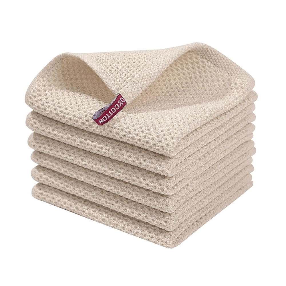 100% Cotton Waffle Weave Kitchen Dish Cloths, Ultra Soft Absorbent Quick Drying Dish Towels