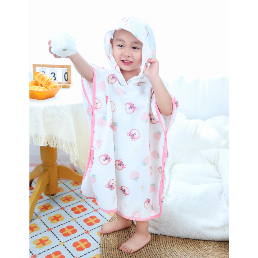 Kids Bath Poncho Towel with Hooded Beach Towel