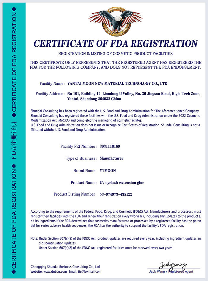 CERTIFICATE OF FDA REGISTRATION