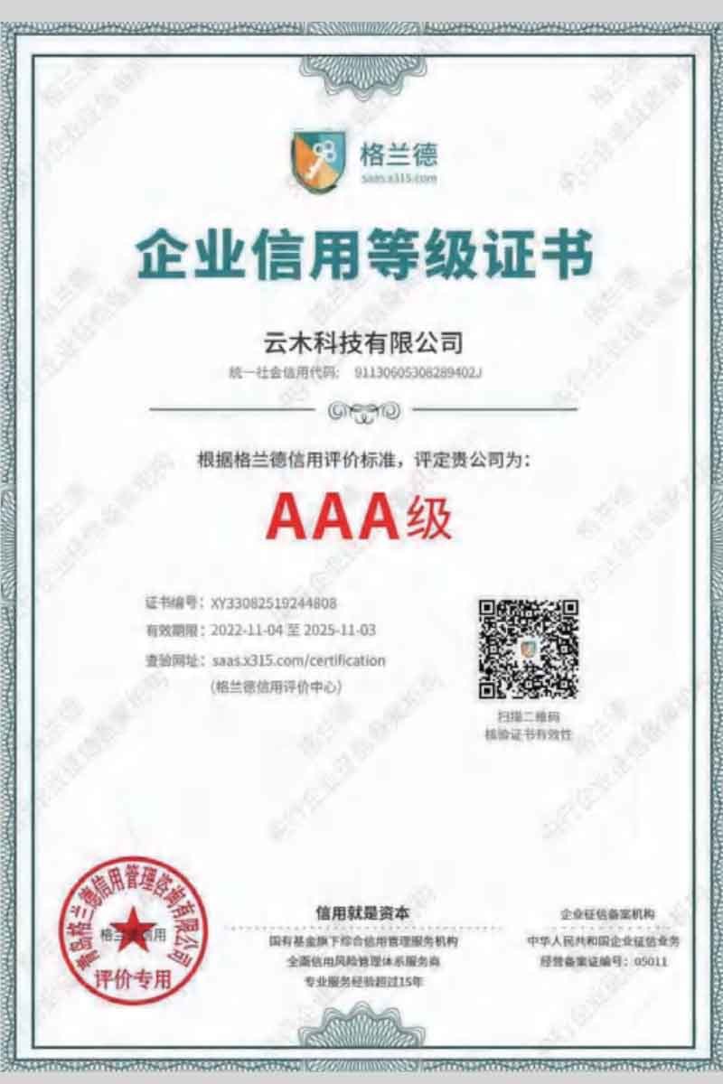 Enterprise Credit Rating Certificate