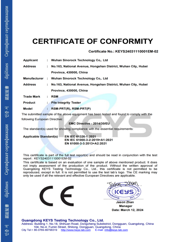 CE Certificate of RSM-PRT