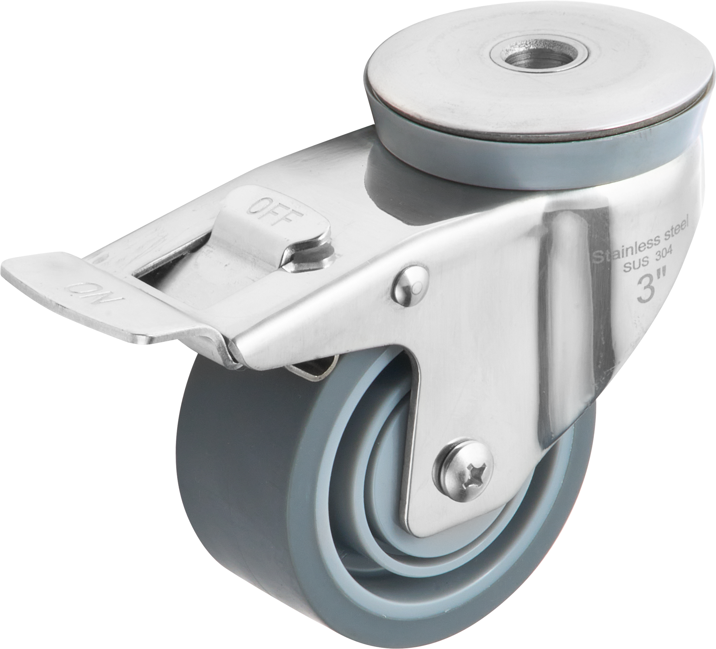 80mm Bolt Hole Swivel Bracket with Single Brake with TPR Wheel