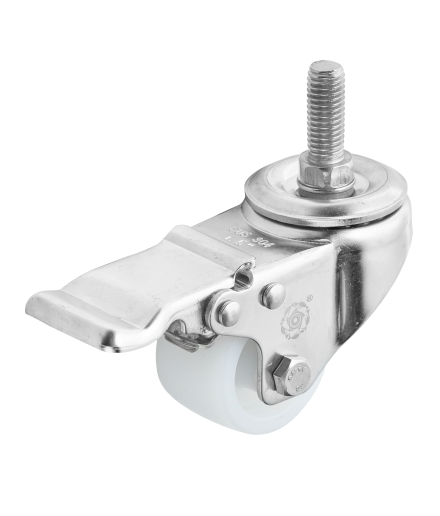 1.5-inch/2-inch threaded stem swivel bracket with brake with PP wheel