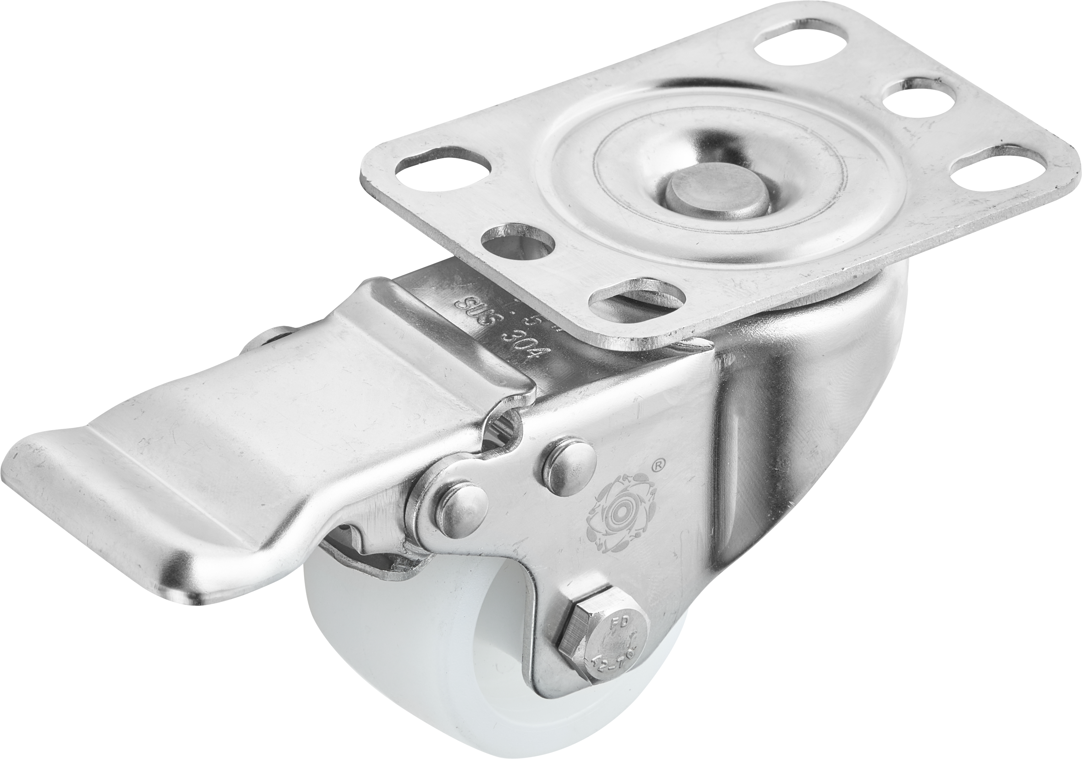 1.5-inch/2-inch swivel plate bracket with brake with PP wheel