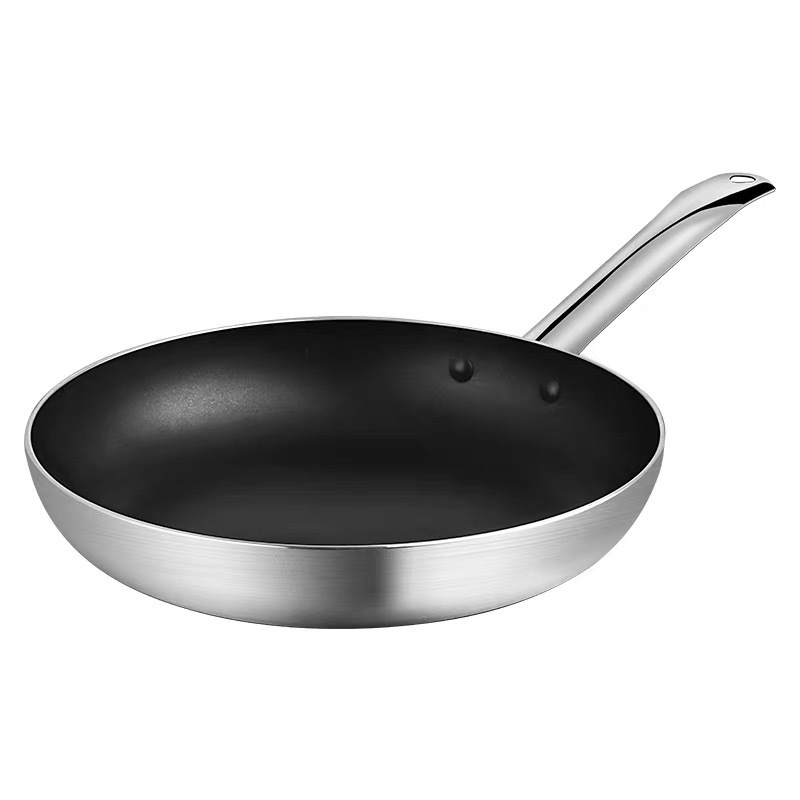 Non-stick pan with steel handle