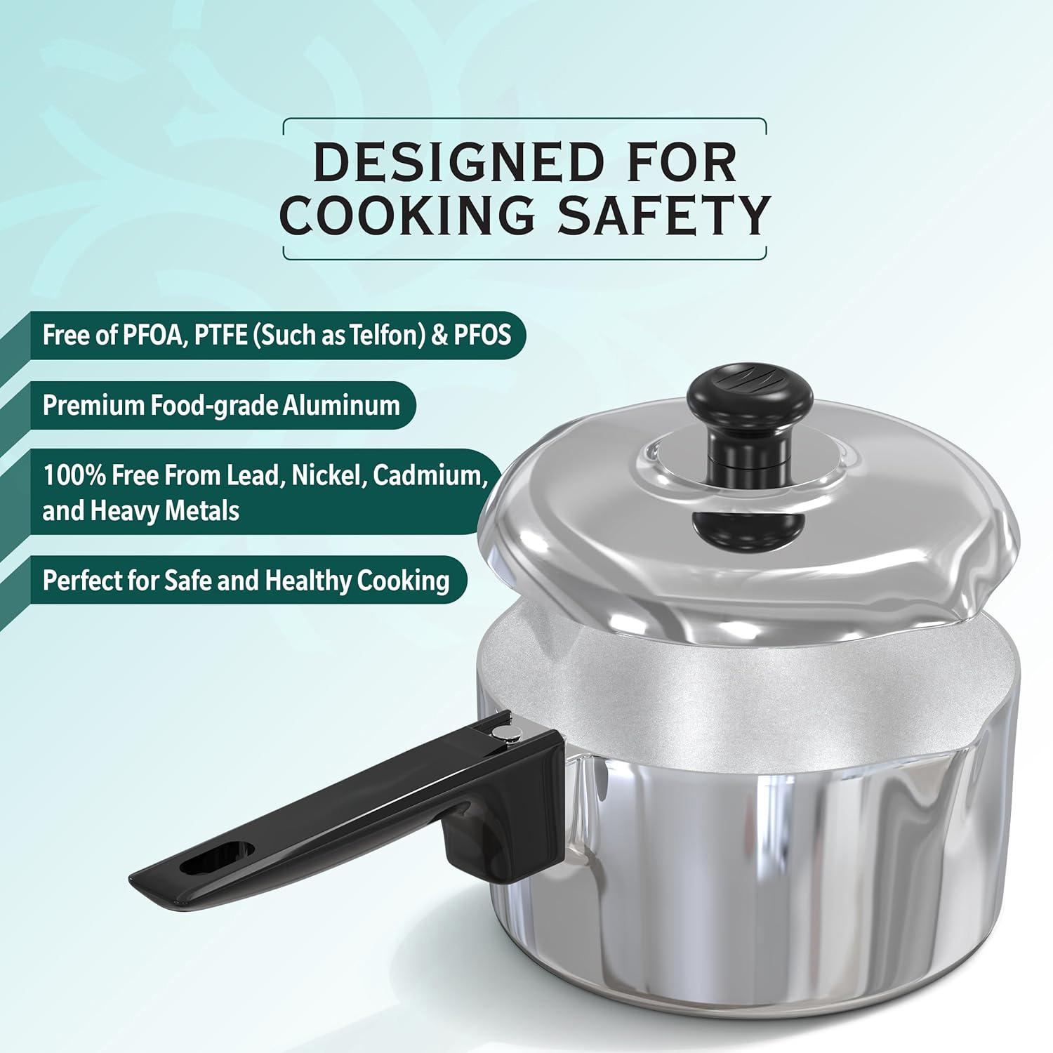 Cast Aluminum Sauce Pan with Lid 2 Quart - Multipurpose Lightweight Saucepan with 2 Side Pour Spouts & Stay-Cool Handle - Small Cooking Pot for Sauces, Pasta, Soup - Oven Safe