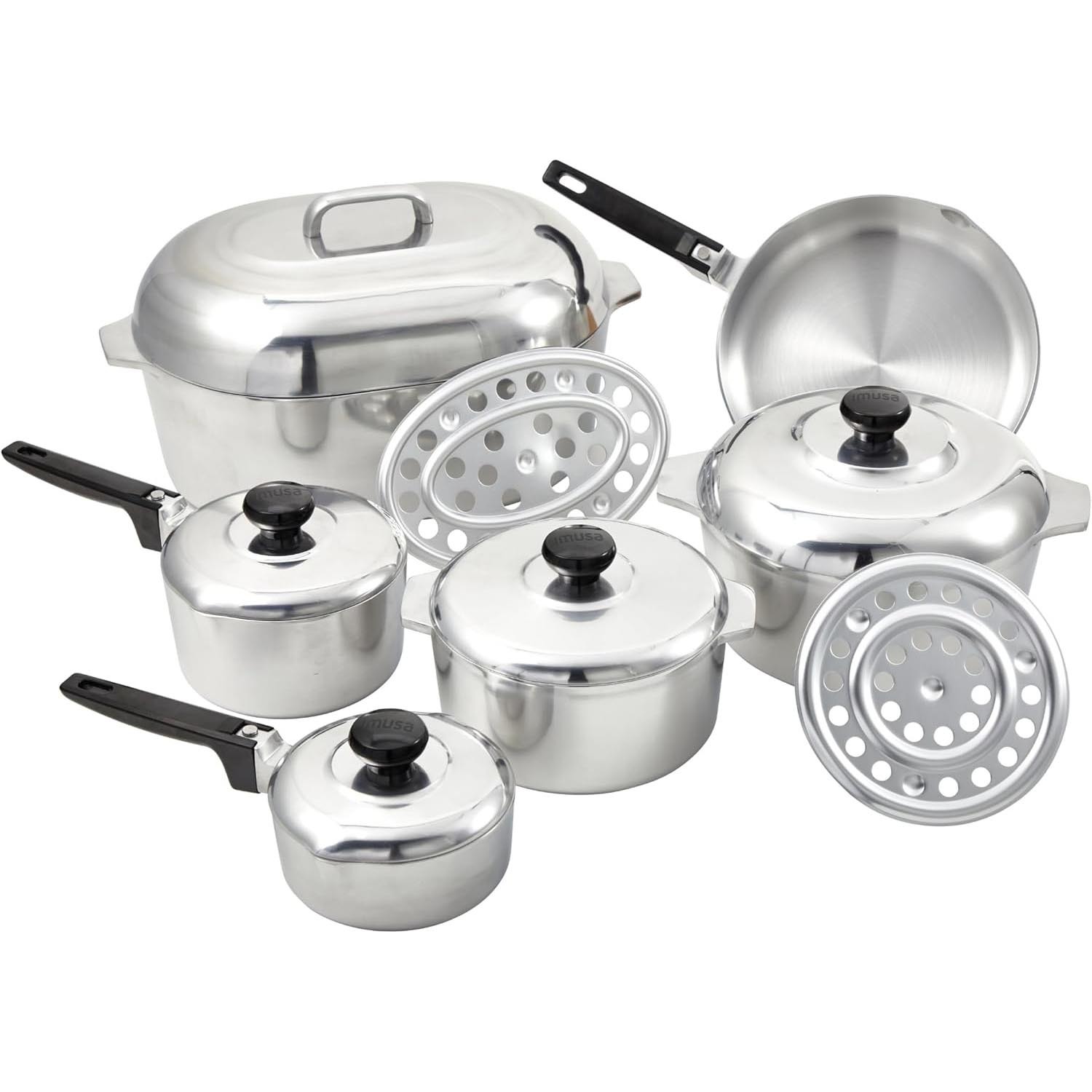 Heavy Duty 13-Piece Cast Aluminum Cajun Cookware Set, Silver