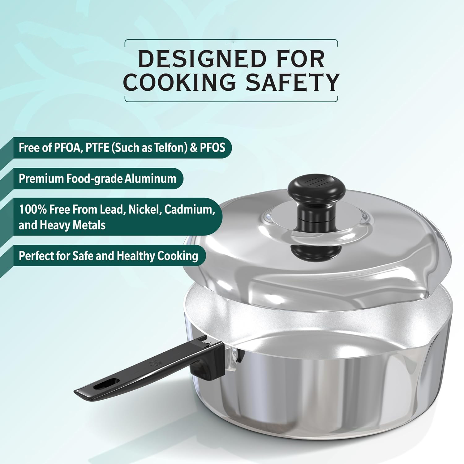 Cast Aluminum Sauté Pan with Lid 10 inch - Oven Safe Deep Frying Pan with Lid, Two Side Spouts and Ergonomic Stay-Cool Handle for Comfortable Grip and Pouring
