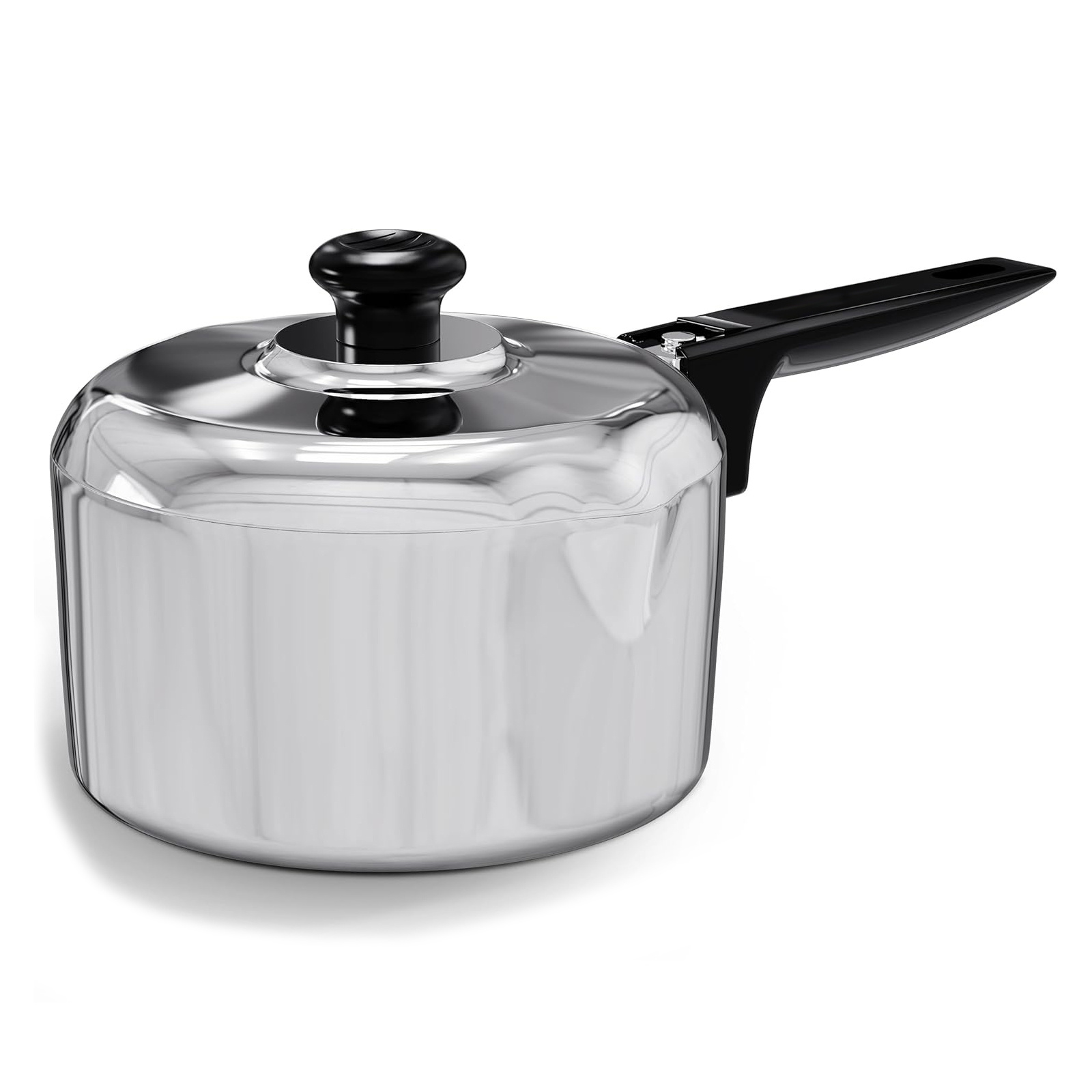 Cast Aluminum Sauce Pan with Lid 2 Quart - Multipurpose Lightweight Saucepan with 2 Side Pour Spouts & Stay-Cool Handle - Small Cooking Pot for Sauces, Pasta, Soup - Oven Safe