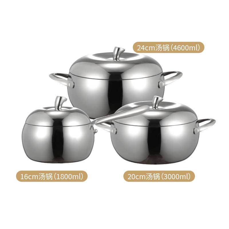 6-Piece set of three-layer steel apple pot