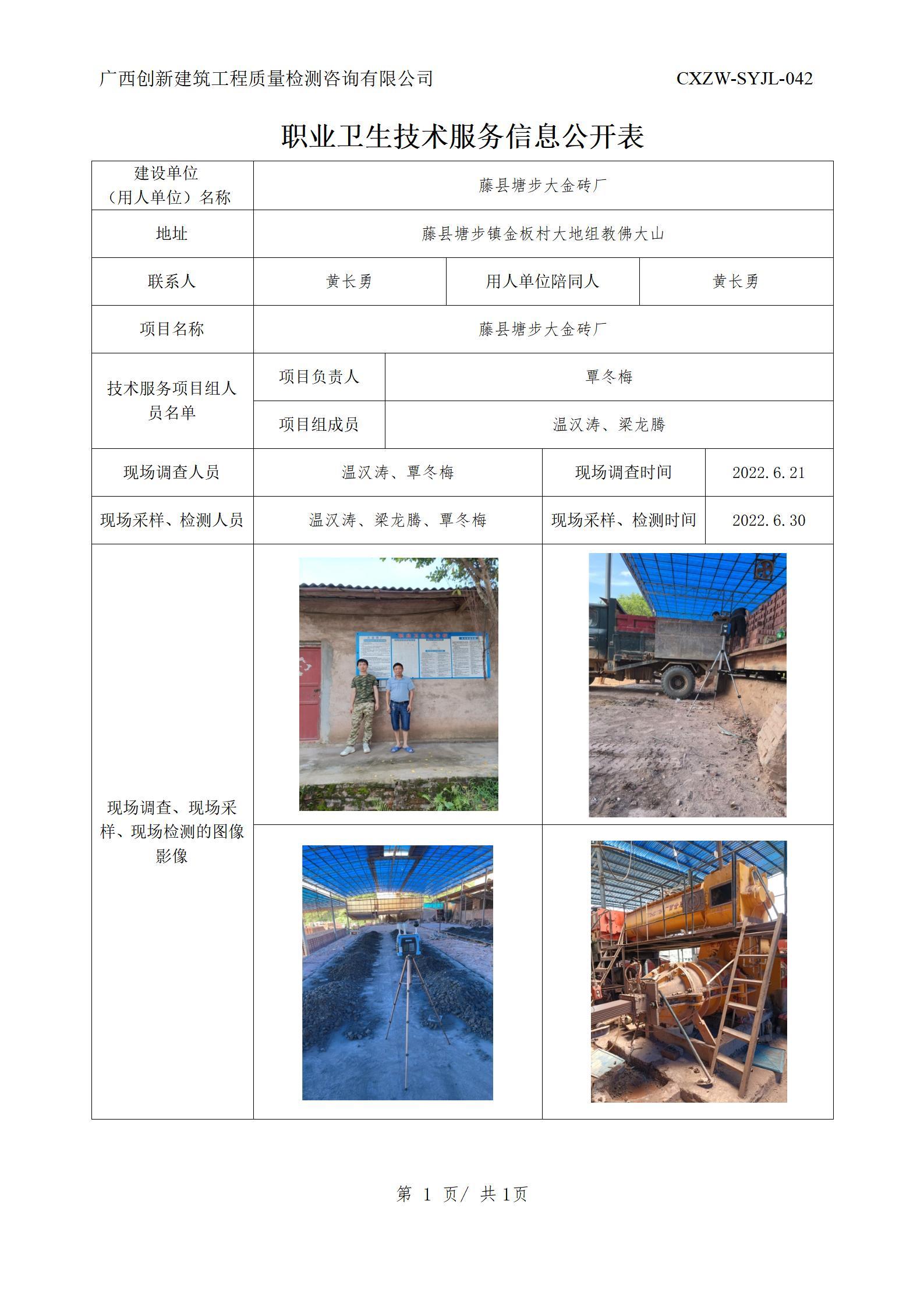 职业卫生信息公开-藤县塘步大金砖厂