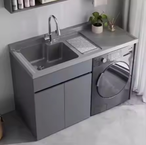 Factory Price Modern Laundry Cabinet With Sink Cabinet Lacquer Mixture Color Laundry Design Made In China