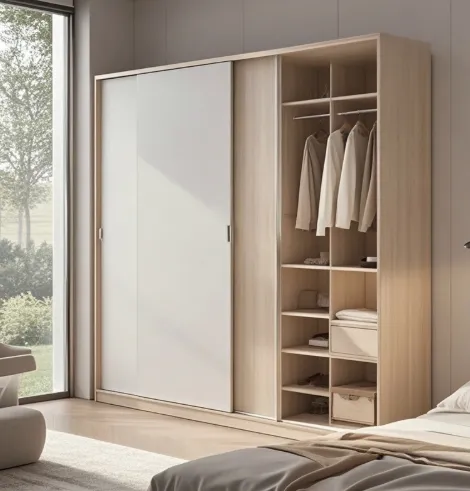 Customizable Home Hotel Villa & Bedroom Sliding Wardrobe Cabinet Extendable Wood Clothing Closet