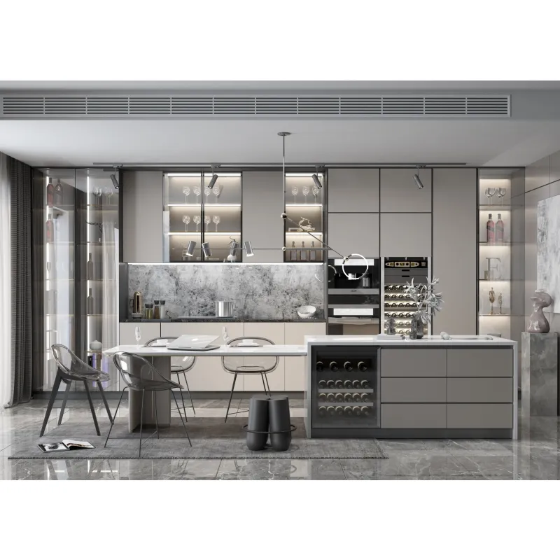 Wholesale Luxury Modern Modular Kitchen Design Wooden Furniture Pvc Door Panel Economic Wood Wall Kitchen Cabinet