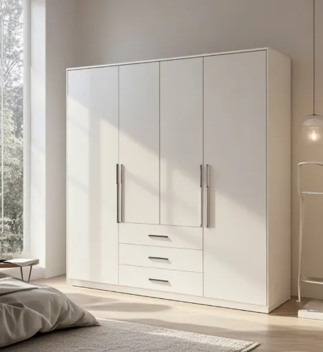 Light Luxury Home Bedroom Wooden Wardrobe Simple to Open the Door With Drawer Storage Closet
