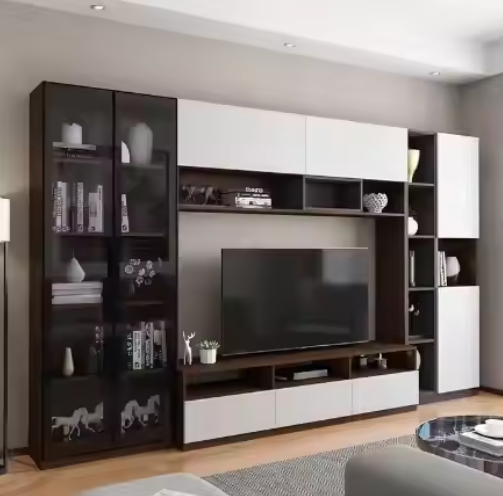 Factory Cheap Wooden Wall Tv Cabinet Furniture Designs Modern Home Living Room Solid Wood Stand Tv Cabinets