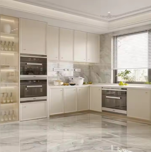 High End Customize Cabinet Kitchen Furniture Modern Style Automatic Full Set Kitchen White Kitchen Cabinet for Apartment