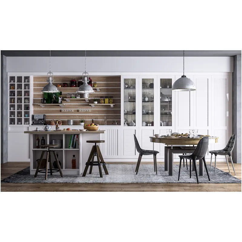 Factory Custom Modern Large Capacity Wooden Freestanding Food Cabinet With Adjustable Shelves Kitchen Cabinet