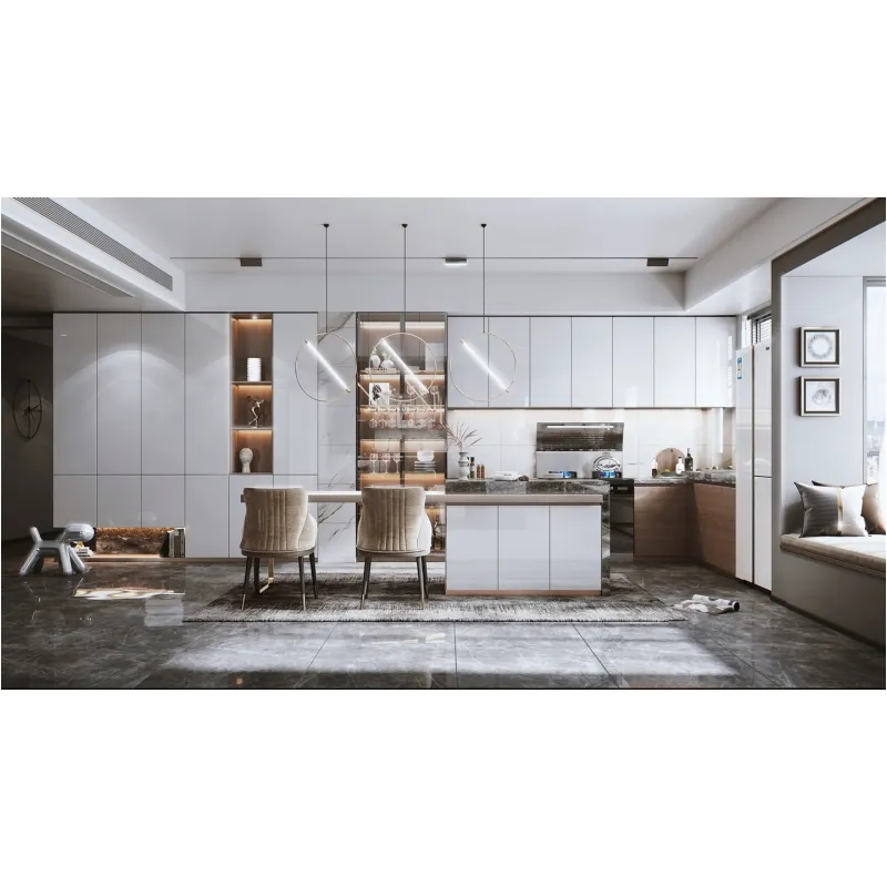 Customized Cupboards Island Lacquer or Finish Modern Luxury Modern Assemble Modular Kitchen Cabinet Furniture Modern