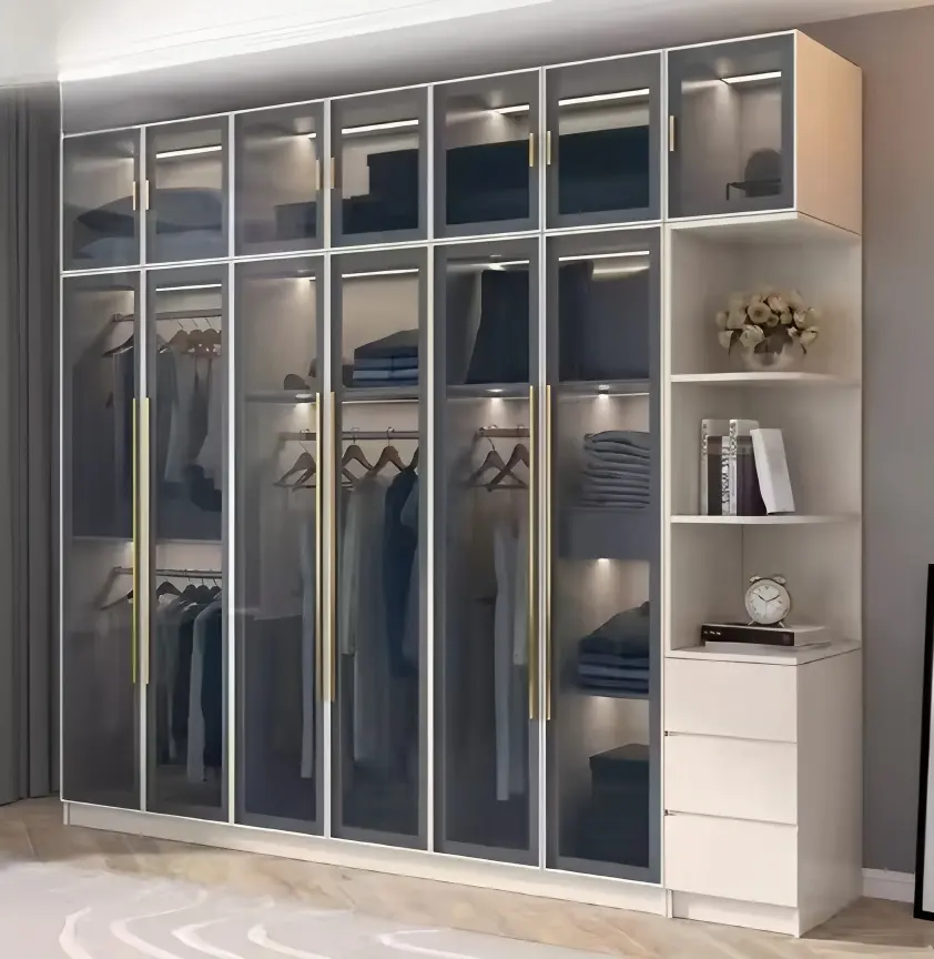 Factory Wholesale Manufacture Plenty Storage Space Wooden Closets Wood Wardrobe Cabinets Custom Wardrobe Bedroom Set