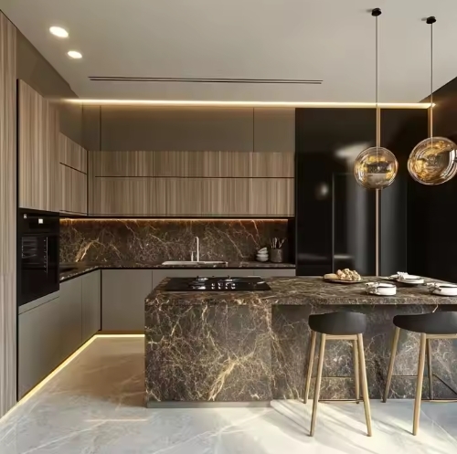 Customized High-end Modern Design Kitchen Cabinets Wood Drawers Storage Cabinets