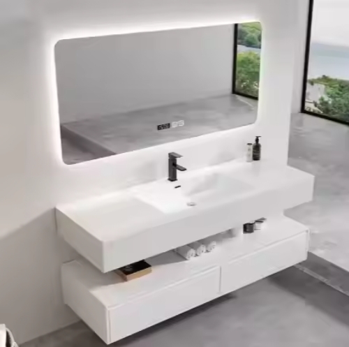 House Bathroom Drawer Storage Luxury White Lacquer Toilet Bathroom Vanity Set With Sink