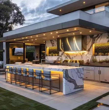Modular Modern Island Kitchen Cabinets  Wooden Designs Led Customize Villa Kitchen