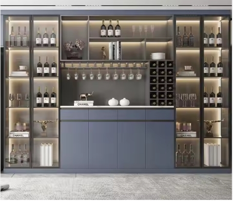 Modern Bar Wine Cabinet Volume Storage Sideboard Glass Corner Cabinet Side Table Living Room Furniture