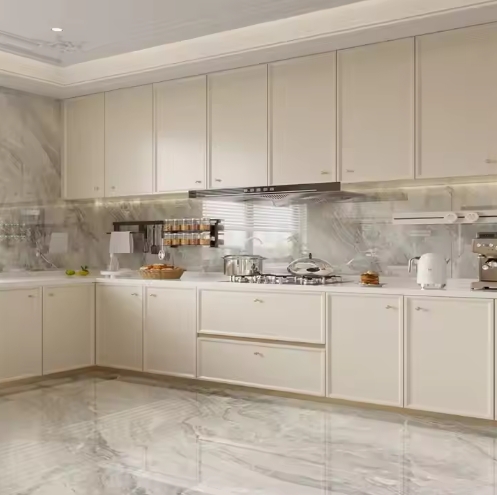 High End Customize Cabinet Kitchen Furniture Modern Style Automatic Full Set Kitchen White Kitchen Cabinet for Apartment