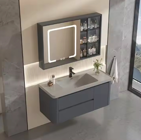Home Luxury Hanging Bathroom Cabinet Sink Set With Smart Mirror Modern Design  Bathroom Vanity Sets