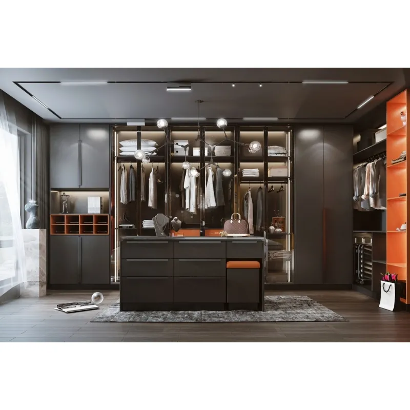 Custom Simple Wooden Wardrobe Bedroom Furniture Luxury Glass Door Storage Organizer Wardrobes Bedroom Closets