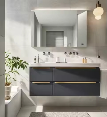 Customized Modern Style White Sink Storage Furniture Vanity Bathroom Cabinet