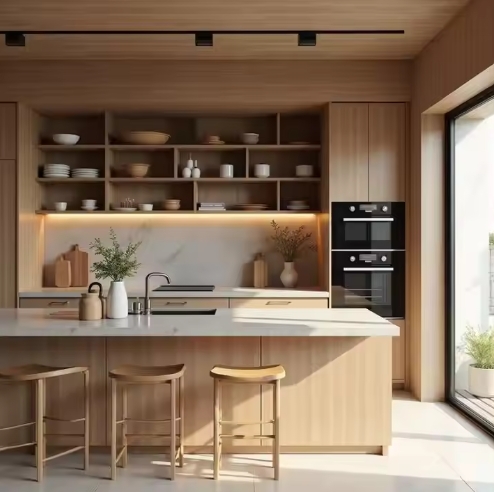 Custom Made Panel Kitchen Pantry Cupboard Cabinet Mdf Carcass Glass Sink Faucet Apartments