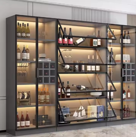 Custom Size Display Cabinet Wooden Wine Cabinet Restaurant Furniture Modern Luxury Display Cabinet