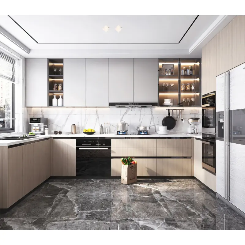Factory Supply Luxury Modern Design Kitchen Unit With Lacquer Door for Home Furniture Modular Kitchen Cabinet