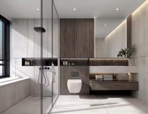Custom Mounted Wood Color Furniture Vanity With Mirror Marble Countertop Cabinets Vanities Double Sink Bathroom Vanity