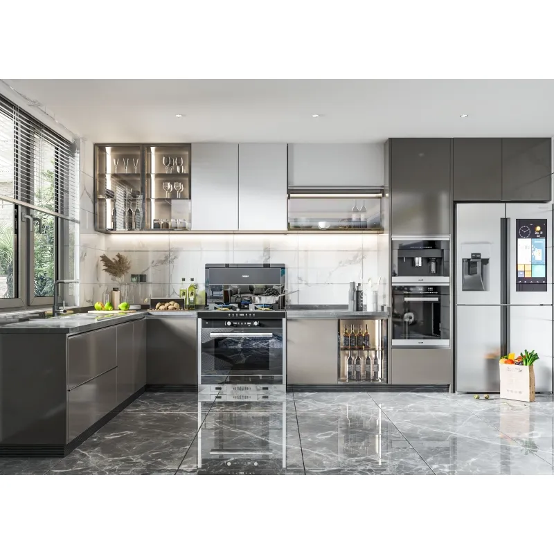 Factory Price Custom Luxury Modern Design Plywood Carcass Lacquer Kitchen Cabinet for Home Furniture